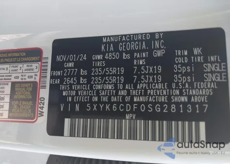 2025 Kia Sportage X-Line from USA, damaged, VIN 5XYK6CDF0SG281317